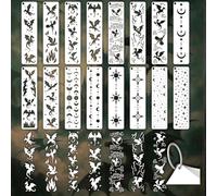 GOMAKERER 16 Sheets Sun Moon Dragon Stencils for Painting, Reusable Edge Background Drawing Templates Furniture Decorative Stencils for Painting on Wall Wood Home Decor