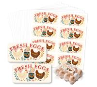 GOMAKERER 160 Pcs Farm Fresh Egg Carton Labels, Funny Egg Carton Labels Waterproof PET Adhesive Egg Packaging Sticker for Box Container Carton Farm Supplies