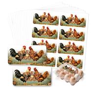 GOMAKERER 160 Pcs Funny Egg Carton Labels, Retro Chicken Egg Dealer Farm Fresh Egg Sticker PET Adhesive Egg Packaging Sticker for Box Container Carton Farm Supplies, 5.08x10.16cm
