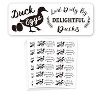 GOMAKERER 180 Pcs Duck Egg Carton Labels, 2.5x6.7cm Laid Daily by Delightful Ducks Farm Fresh Eggs Sticker Adhesive Egg Packaging Stickers for Box Container Carton Farm Supplies
