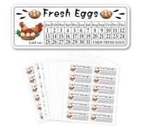 GOMAKERER 180 Pcs Egg Carton Labels, 2.5x6.7cm Eggs Laid On Date Stickers Chicken Farm Fresh Eggs Stickers PET Adhesive Egg Carton Labels for Egg Carton Box Container