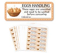 GOMAKERER 180 Pcs Eggs Handling Stickers Collected Date Writable, 2.5x6.7cm Chicken Farm Fresh Eggs Stickers PET Adhesive Egg Carton Labels for Egg Carton Box Container
