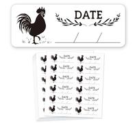 GOMAKERER 180 Pcs Farm Eggs Laid on Stickers Collected Date Writable, 2.5x6.7cm Chicken Egg Carton Labels PET Adhesive Egg Packaging Stickers for Egg Carton Box Container