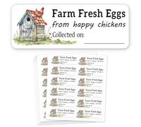 GOMAKERER 180 Pcs Farm Eggs Laid on Stickers Collected Date Writable, 2.5x6.7cm Chicken Farm Fresh Eggs Stickers PET Adhesive Egg Carton Labels for Egg Carton Box Container