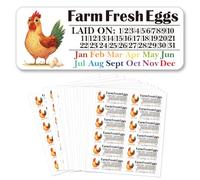 GOMAKERER 180 Pcs Farm Fresh Eggs Sticker, Unwashed Egg Labels PET Adhesive Egg Packaging Stickers Carton Farm Supplies for Chicken Eggs Carton Labels, 2.5x6.7cm