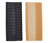 GOMAKERER 2 Pcs 2 Colors Polyester Corset Extenders, 3 Rows 15 Hooks Longline Bra Extender, Bustiers Extender Shapewear Extender with Stainless Steel Rings for Waist Cincher