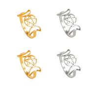 GOMAKERER 2 Pcs 2 Colors Triple Moon Goddess Rings, 16.8mm Stainless Steel Moon Phase Ring SAmulet Wicca Pentagram Ring Spiritual Gift for Women Crafting Jewelry Making