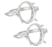 GOMAKERER 2 Pcs 4 Claw Ring Blank, 18.47mm Adjustable Brass Ring Bases Prong Rings Settings Finger Rings Components Gemstones Cabochon Setting for DIY Jewelry Making, Platinum
