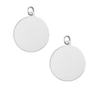 GOMAKERER 2 Pcs 925 Sterling Silver Blank Tag Pendants, 17x15mm Sterling Silver Tags Blank Flat Round Charms Stamping Blanks Coin Disc Charms with Jump Ring for DIY Crafts Jewelry Making