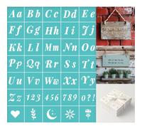 GOMAKERER 2 Pcs Alphabet Silkscreen Stencil, Reusable Self-Adhesive Silk Screen Printing Symbol and Number Craft Template for Painting on Wood or Fabric DIY T-Shirt, 8.7x11 Inches