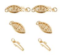 GOMAKERER 2 Pcs Brass Pearl Filigree Necklace Clasp, 15mm Golden Oval Filigree Fish Hook Clasp Horse Eye Jewelry Slide Clasps Bracelet Connectors for Necklace Bracelet Chain Jewelry Making