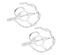 GOMAKERER 2 Pcs Cloud Shape Claw Ring Blank, 18.3mm Adjustable Brass Ring Bases Prong Ring Settings Finger Ring Components Gemstones Cabochon Setting for DIY Ring Jewelry Making, Platinum