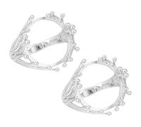 GOMAKERER 2 Pcs Crown Shape Claw Ring Blank, 18.6mm Adjustable Brass Ring Bases Prong Ring Settings Finger Ring Components Gemstones Cabochon Setting for DIY Ring Jewelry Making, Platinum