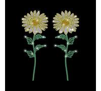 GOMAKERER 2 Pcs Daisy Pattern Iron on Rhinestones Transfer, Hot Fix Iron on Patch Transfer Decals Bling Crystal Heat Transfer Clothing Repair Applique for T-Shirt Hat Jacket Decor DIY Accessories