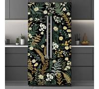 GOMAKERER 2 Pcs Fern Leaves Pattern Removable Refrigerator Wraps, Self-Adhesive Fridge Door Mural Vinyl Freezers Panel Cover Sticker for Kitchen Bar Decor, 41.5x200cm