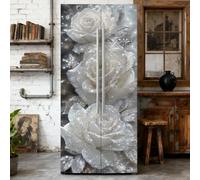 GOMAKERER 2 Pcs Glitter Rose Pattern Removable Refrigerator Wraps, Self-Adhesive Fridge Door Mural Vinyl Freezers Panel Cover Sticker for Kitchen Bar Decor, 41.5x200cm