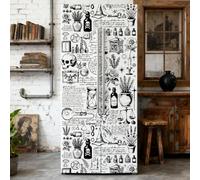 GOMAKERER 2 Pcs Plant Alchemy Themed Removable Refrigerator Wraps, Self-Adhesive Fridge Door Mural Vinyl Freezers Panel Cover Sticker for Kitchen Bar Decor, 41.5x200cm