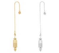 GOMAKERER 2 Pcs Pointed Dowsing Pendulum, Metal Pendulums for Dowsing Spiritual Pointed Pendant Pendulum for Chakra Meditation Scrying Witchcraft Dowsing Divination, Golden and Silver
