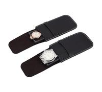 GOMAKERER 2 Pcs Portable Watch Bags, 7x12.5cm/2.76x4.92 Inch PU Travel Watch Pouches Single Watch Storage Bags Watch Gift Bag Watch Storage Box for Timepiece Jewelry Men and Women, Black