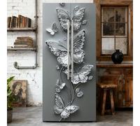 GOMAKERER 2 Pcs Rhinestone Butterfly Pattern Removable Refrigerator Wraps, Self-Adhesive Fridge Door Mural Vinyl Freezers Panel Cover Sticker for Kitchen Bar Decor, 41.5x200cm