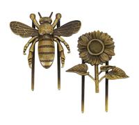 GOMAKERER 2 Pcs Vintage Metal Book Clip, Bee and Sunflower Page Holder Book Page Holder Journal Clips Antique Bronze Bookmark Gifts for Book Lovers, Readers, Writers