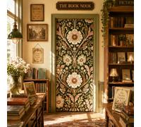 GOMAKERER 2 Pcs Vintage William Morris Floral Pattern Removable Refrigerator Wraps, Self-Adhesive Fridge Door Mural Vinyl Freezers Panel Cover Sticker for Kitchen Bar Decor, 41.5x200cm