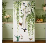 GOMAKERER 2 Pcs Willow Tree Bird Pattern Removable Refrigerator Wraps, Self-Adhesive Fridge Door Mural Vinyl Freezers Panel Cover Sticker for Kitchen Bar Decor, 41.5x200cm
