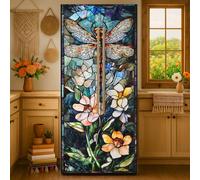 GOMAKERER 2 Sheet Dragonfly Removable Refrigerator Wraps, Self-Adhesive Fridge Stickers Peel and Stick Vinyl Fridge Decals Sticker for Living Room Kitchen Bar Home, 16.34x78.74Inch