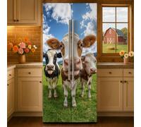 GOMAKERER 2 Sheet Farm Animals Removable Refrigerator Wraps, Self-Adhesive Fridge Stickers Peel and Stick Vinyl Fridge Decals Sticker for Living Room Kitchen Bar Home, 16.34x78.74Inch