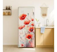 GOMAKERER 2 Sheet Flower Removable Refrigerator Wraps, Self-Adhesive Fridge Stickers Peel and Stick Vinyl Fridge Decals Sticker for Living Room Kitchen Bar Home, 16.34x78.74Inch