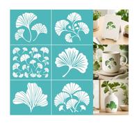 GOMAKERER 2 Sheet Ginkgo Leaf Silk Screen Stencil, Botanical Theme Self-Adhesive Silk Screen Printing for Wall Border Wood Fabric Home Craft Decor