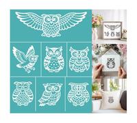 GOMAKERER 2 Sheet Owl Silk Screen Stencil, Animal Theme Self-Adhesive Reusable Silk Screen Printing Stencils Templates for Painting on Wood, T-Shirts, Bags, Home Decor & Festival Crafts