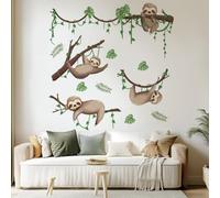 GOMAKERER 2 Sheets 2 Styles Funny Sloth Wall Stickers, Sloth on Branch Stickers Decor Animal Removable Peel and Stick Wall Stickers for Nursery Playroom Room Bedroom Classroom, 118x39cm