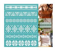 GOMAKERER 2 Sheets Aztec Patterned Silk Screen Stencil, Tribal Geometric Self-Adhesive Silk Screen Boho Printing Stencils Reusable Mesh Stencil for Painting on Wall, Wood, T-Shirt, Home Craft Decor