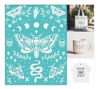 GOMAKERER 2 Sheets Butterfly Skull Silkscreen Stencil, Insects Moon Moth Snake Painting Stencils Templates Reusable Self-Adhesive Silk Screen Printing for Wall Border Wood Fabric Home Halloween Decor
