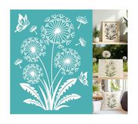 GOMAKERER 2 Sheets Dandelion Butterfly Silk Screen Stencil, Nature Floral Self-Adhesive Silk Screen Printing Stencils Reusable Mesh Stencil for Painting on Wall, Wood, T-Shirt, Home Craft Decor