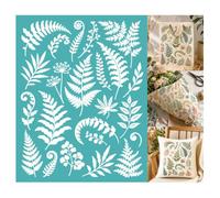 GOMAKERER 2 Sheets Fern Leaf Silk Screen Stencil, Botanical Plant Self-Adhesive Printing Silk Screen Reusable Mesh Stencil for Painting on Wall, T-Shirt, Home Craft Decor