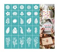 GOMAKERER 2 Sheets Flower Leaf Silk Screen Stencil, Lotus Sunflower Rose Monstera Self-Adhesive Silk Screen Printing Stencils Reusable Mesh Stencil for Painting on Wall, Wood, T-Shirt, Home Craft