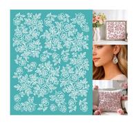 GOMAKERER 2 Sheets French Pastoral Silk Screen Stencil, Rose Floral Self-Adhesive Silk Screen Printing Stencils Vintage Botanical Reusable Mesh Stencil for Painting on Wall, Wood, Home Craft Decor