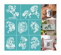 GOMAKERER 2 Sheets Horse Themed Silkscreen Stencil, Floral Horse Self-Adhesive Silk Screen Printing Stencils Reusable Mesh Stencil for Painting on Wall, Wood, T-Shirt, Home Craft