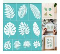 GOMAKERER 2 Sheets Large Leaf Silkscreen Stencil, Plant Leaves Printing Stencils Templates Reusable Self-Adhesive Silk Screen for Painting on Wall Wood T-Shirt Fabric Home Craft Decor
