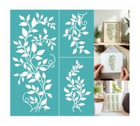 GOMAKERER 2 Sheets Leaf Vine Branch Silkscreen Stencil, Tropical Plant Leaves Self-Adhesive Silk Screen Printing Stencils Reusable Mesh Stencil for Painting on Wood, T-Shirt, Home Craft