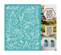 GOMAKERER 2 Sheets Moth Dragonfly Plant Silk Screen Stencil, Boho Botanical Insect Self-Adhesive Silk Screen Printing Stencils Reusable Mesh Stencil for Painting on Wall, Wood, Home Craft Decor