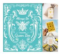 GOMAKERER 2 Sheets Queen BEE Silkscreen Stencil, European Style Painting Stencils Templates Reusable Self-Adhesive Silk Screen Printing for Wall Border Wood Fabric Home Craft Decor