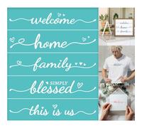 GOMAKERER 2 Sheets Silk Screen Stencil, Different Common Phrases Painting Stencils Templates Reusable Self-Adhesive Silk Screen Printing for Wall Border Wood Fabric Home Craft Decor