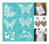 GOMAKERER 2 Sheets Silkscreen Stencil, Butterfly Printing Stencils Templates Reusable Self-Adhesive Silk Screen for Painting on Wall, Wood, T-Shirt, Fabric, Home Craft Decor (8.7x11Inch)
