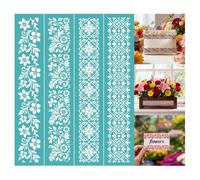 GOMAKERER 2 Sheets Silkscreen Stencil, Flower Borders Pattern Printing Stencils Templates Reusable Self-Adhesive Silk Screen for Painting on Wall, Wood, T-Shirt, Fabric, Home Craft Decor (8.7x11Inch)