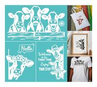 GOMAKERER 2 Sheets Silkscreen Stencil, Fun Bull Printing Stencils Templates Reusable Self-Adhesive Silk Screen for Painting on Wall, Wood, T-Shirt, Fabric, Home Craft Decor (8.7x11Inch)