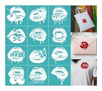 GOMAKERER 2 Sheets Silkscreen Stencil, Lips Printing Stencils Templates Reusable Self-Adhesive Silk Screen for Painting on Wall, Wood, T-Shirt, Fabric, Home Craft Decor (8.7x11Inch)