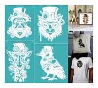 GOMAKERER 2 Sheets Silkscreen Stencil, Punk Animal Printing Stencils Templates Reusable Self-Adhesive Silk Screen for Painting on Wall, Wood, T-Shirt, Fabric, Home Craft Decor (8.7x11Inch)